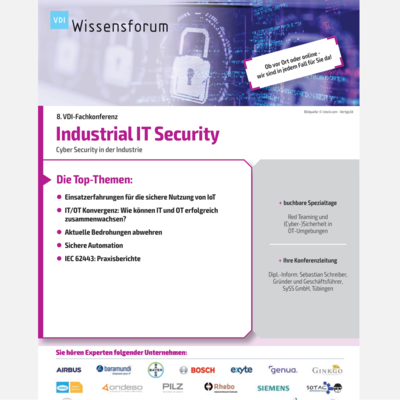Programmvorschau: 8. VDI-Fachkonferenz "Industrial IT Security" 2021