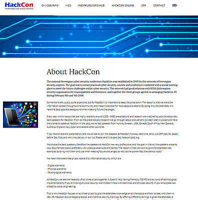 Vorschau der Webseite der HackCon