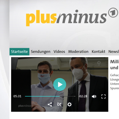 Vorschau zum Video mit Sebastian Schreiber und Mitarbeiter in der Sendung "Plusminus"